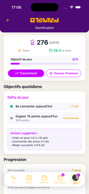 Aperçu de l'application TaamTaam