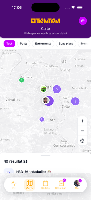 Aperçu de l'application TaamTaam